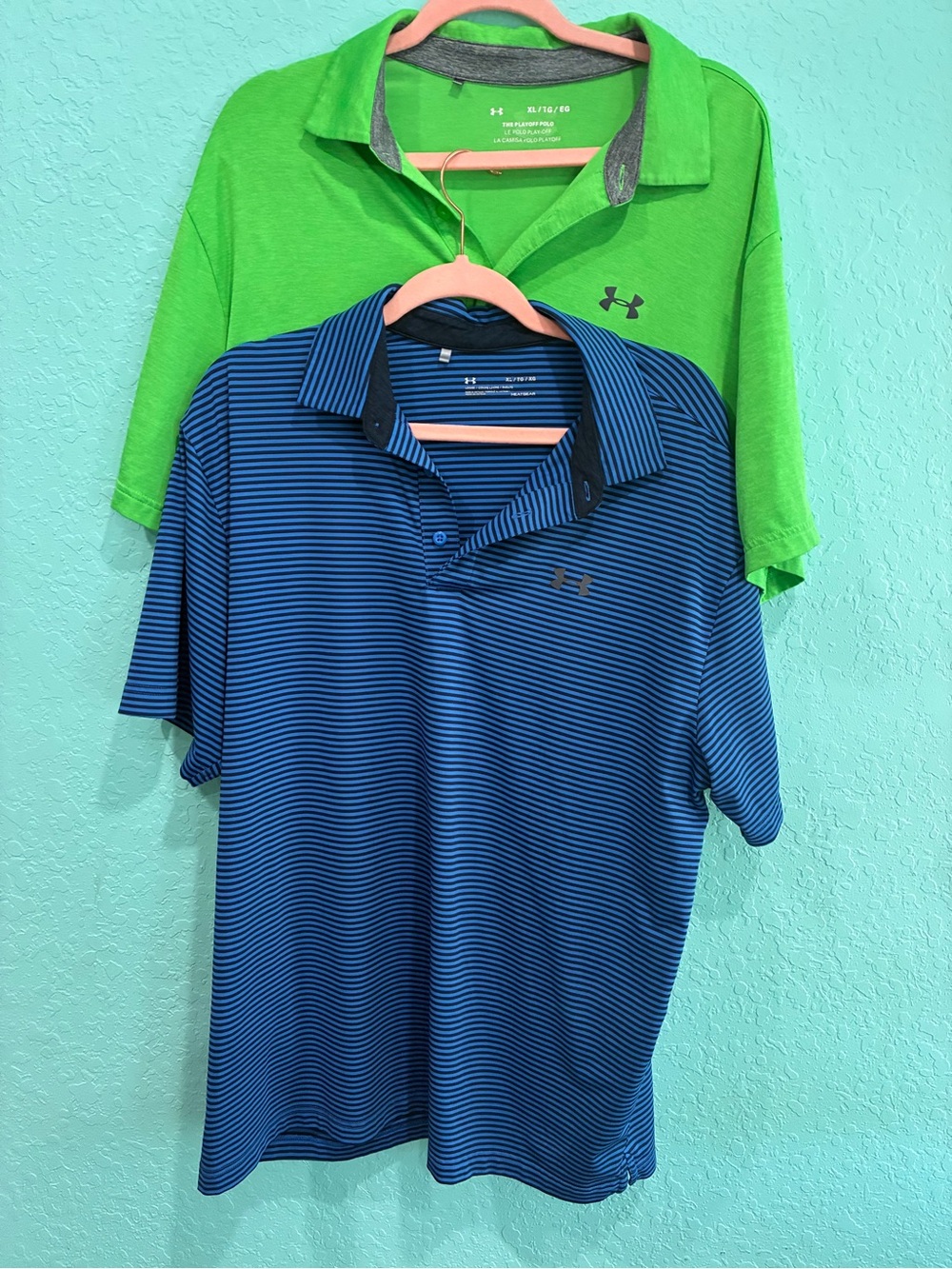 Bundle Under Armour Green & Blue polos playoff loose XL golf activewear